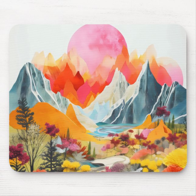 Farbenfrohe Collage Landschaft Mousepad (Vorne)