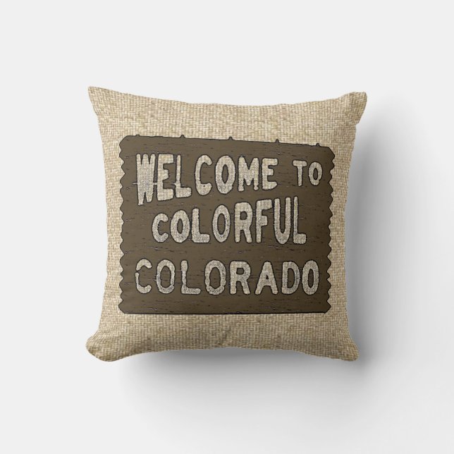 Farbenfrohe Colorado Begrüßungsschild-Kissen Kissen (Vorderseite)
