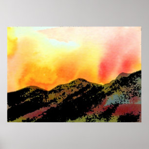 Farbenfrohe Colorado Berg Sonnenuntergang Poster