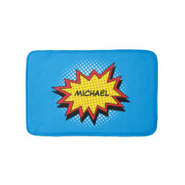 Farbenfrohe Comic Book Style Individuelle Name Badematte