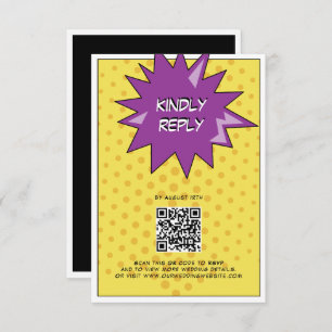 Farbenfrohe Comic Buch Pop Hochzeit Begleitkarte