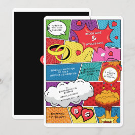 Farbenfrohe Comic Buch Pop Hochzeit Einladung