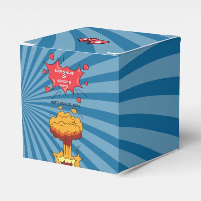 Farbenfrohe Comic Buch Pop Hochzeit Geschenkschachtel (Vorderseite)