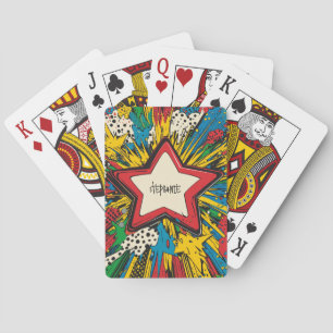 Farbenfrohe Comic Pop Kunst Sternexplosion Explosi Spielkarten