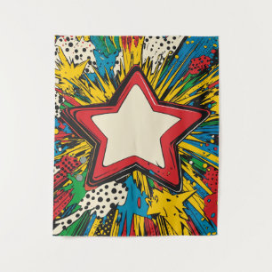 Farbenfrohe Comic Pop Kunst Sternexplosion Explosi Wandteppich