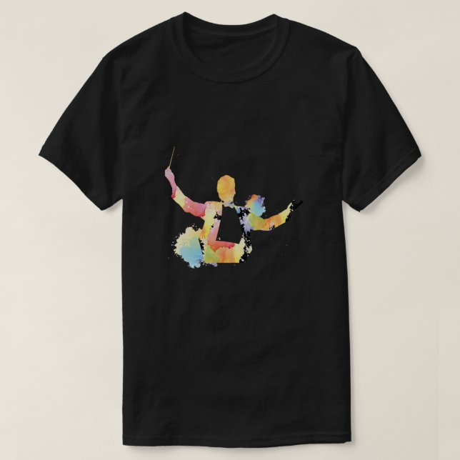 Farbenfrohe Conductor Orchestra Musician Music Ges T-Shirt (Design vorne)