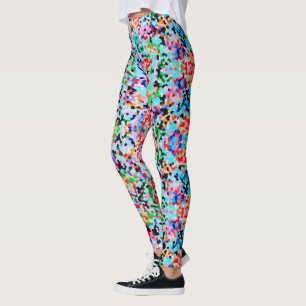 Farbenfrohe Confetti Abstrakt Mosaik Muster Neck T Leggings