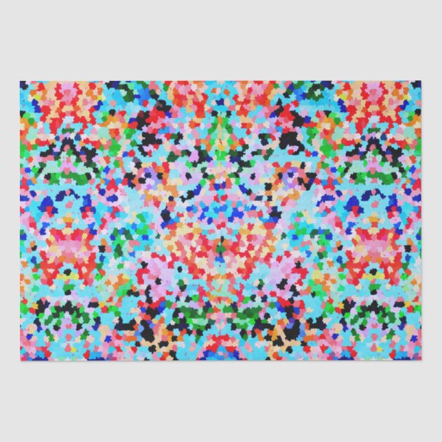 Farbenfrohe Confetti Abstrakt Mosaik Muster Neck T Seidenpapier (Vorderseite)
