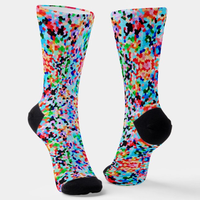 Farbenfrohe Confetti Abstrakt Mosaik Muster Neck T Socken (Gewinkelt)