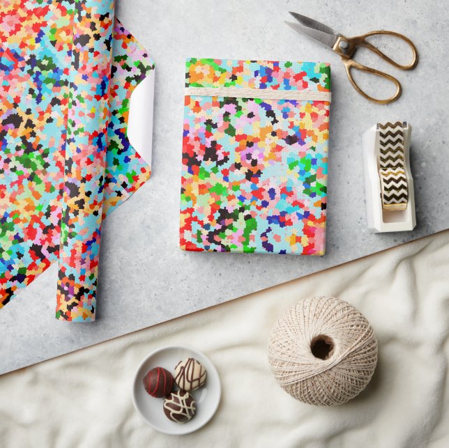 Farbenfrohe Confetti Abstraktes Muster Geschenkpapier (Kunsthandwerk)