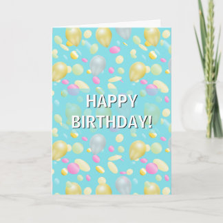 Farbenfrohe Confetti & Balloons Geburtstagskarte Karte