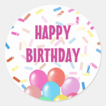 Farbenfrohe Confetti & Balloons Glückwunsch Geburt