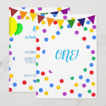 Farbenfrohe Confetti Dots and Balloons 1. Geburtst