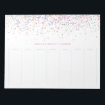 Farbenfrohe Confetti Dots Personalisierter Wöchent Notizblock<br><div class="desc">Farbenfrohe Confetti Dots Personalisierter Wöchentlicher | Planen und planen Sie Ihre Woche mit diesem modernen Wochenplaner. Es verfügt über rosa,  lila und blaue Konfetti-Punkte. Dieser festliche Wochenplaner wird als Geschenk perfekt sein. Personalisieren Sie Ihre persönlichen Daten,  indem Sie Ihre eigenen Daten hinzufügen.</div>