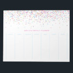 Farbenfrohe Confetti Dots Personalisierter Wöchent Notizblock<br><div class="desc">Farbenfrohe Confetti Dots Personalisierter Wöchentlicher | Planen und planen Sie Ihre Woche mit diesem modernen Wochenplaner. Es verfügt über rosa,  lila und blaue Konfetti-Punkte. Dieser festliche Wochenplaner wird als Geschenk perfekt sein. Personalisieren Sie Ihre persönlichen Daten,  indem Sie Ihre eigenen Daten hinzufügen.</div>