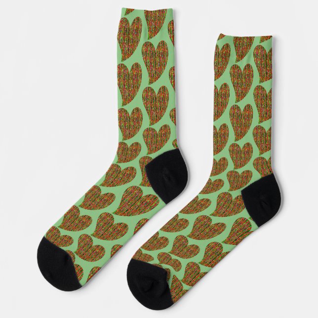 Farbenfrohe Confetti Herzmuskel Liebe Socken (Linkes Detail)