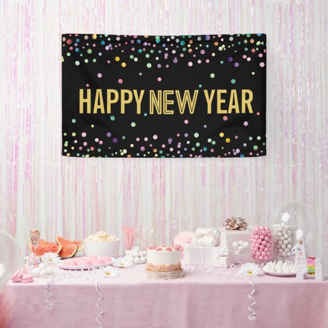 Farbenfrohe Confetti Neujahr Party Dekorationen Banner (Party)