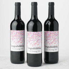 Farbenfrohe Confetti Pink Wasserfarbe Personalisie Weinetikett