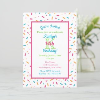 Farbenfrohe Confetti Sprinkles | Geburtstagspartei Einladung
