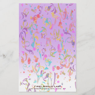 Farbenfrohe Confetti Stücke Violet Gradient Custom Briefpapier