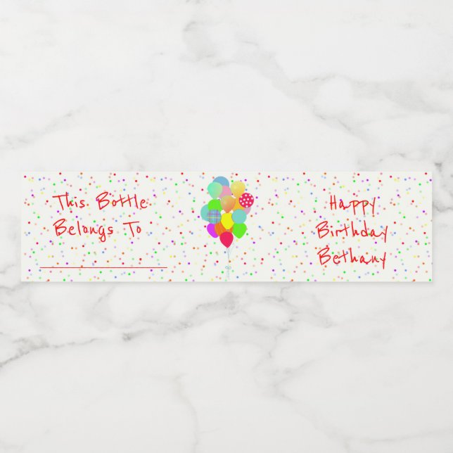 Farbenfrohe Confetti und Balloons (Einzelnes Label)