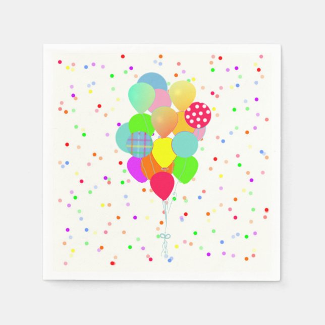 Farbenfrohe Confetti und Balloons Kinder zum Gebur Serviette (Vorderseite)