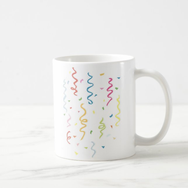 Farbenfrohe Confetti und Streamers Kaffeetasse (Rechts)
