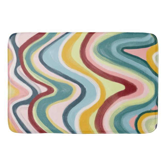 Farbenfrohe Cool- & Fun Waves Streifen Badematte (Vorderseite)