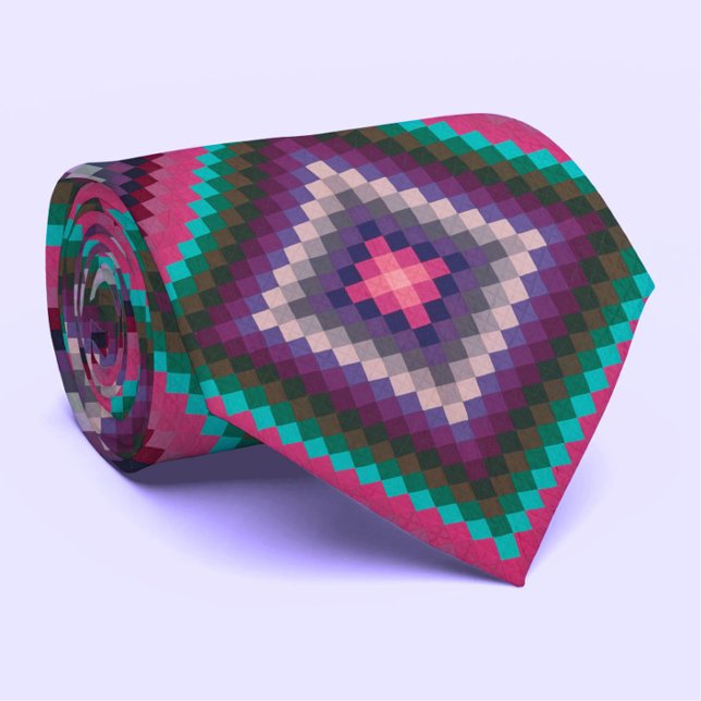 Farbenfrohe Coole Pixelmuster Retro-Quilt Krawatte (This cool, colorful pixel pattern tie makes an original gift.)