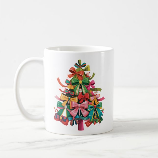 Farbenfrohe Coquette Weihnachtsbaum Preppy Pink Xm Kaffeetasse (Links)