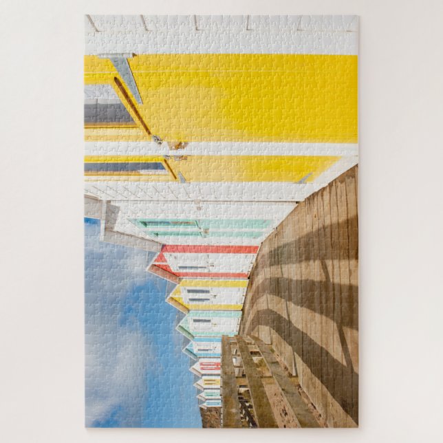 Farbenfrohe Cornish Beach Huts Jigsaw (Vertikal)