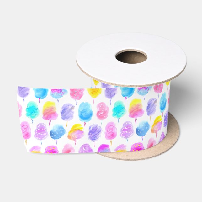 Farbenfrohe Cotton Candy Watercolor Muster Satinband (Spule)