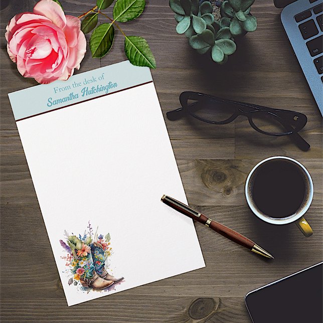 Farbenfrohe Cowgirl Stiefel und Wildblumen Briefpapier (Von Creator hochgeladen)