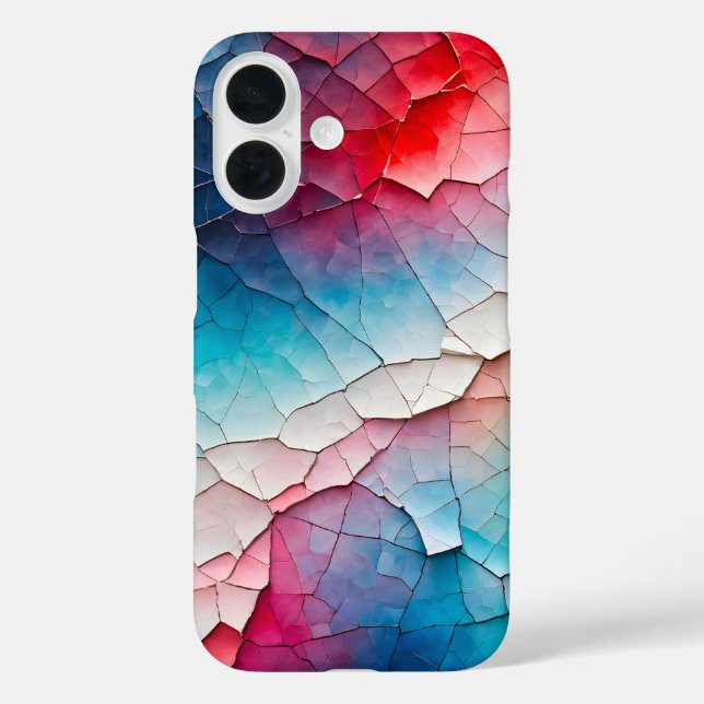Farbenfrohe Crackle Paper Art iPhone Case (Rückseite)