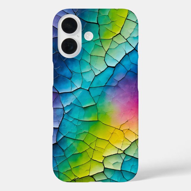 Farbenfrohe Crackle Paper Art iPhone Case (Rückseite)