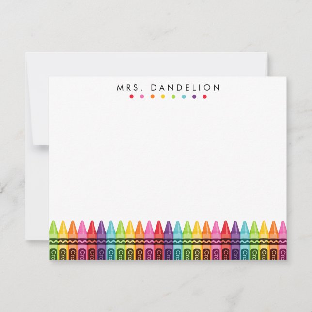 Farbenfrohe Crayons GrundschullehrerStationierung Dankeskarte (Vorderseite)