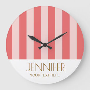 Farbenfrohe Creme Rosa Farbe Moderne Streifen Große Wanduhr