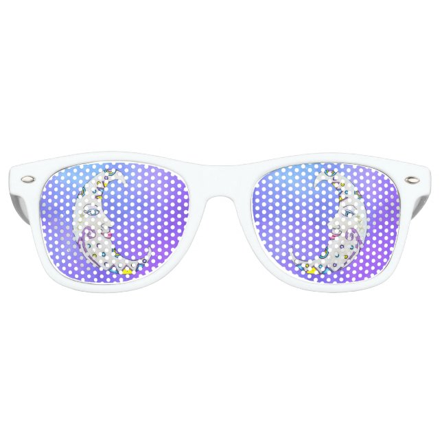 Farbenfrohe Crescent Moon Abstrakte Markierungen a Partybrille (Vorderseite)