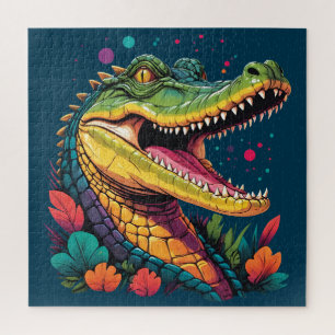 Farbenfrohe Crocodile Portrait Puzzle