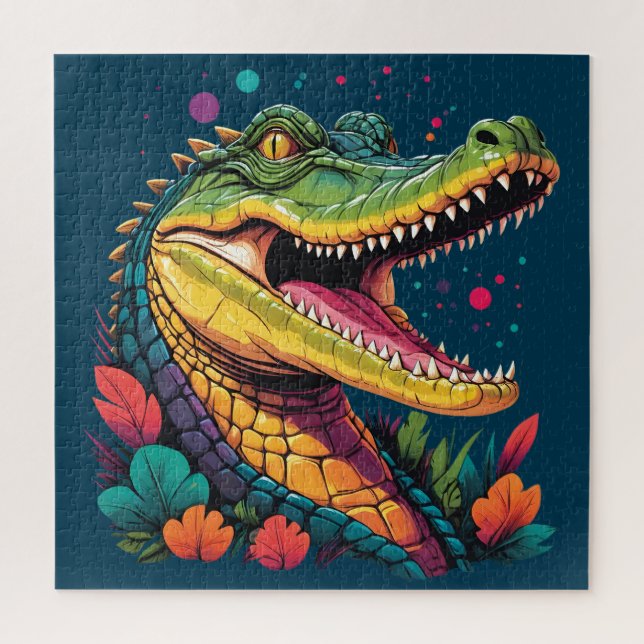 Farbenfrohe Crocodile Portrait Puzzle (Vertikal)