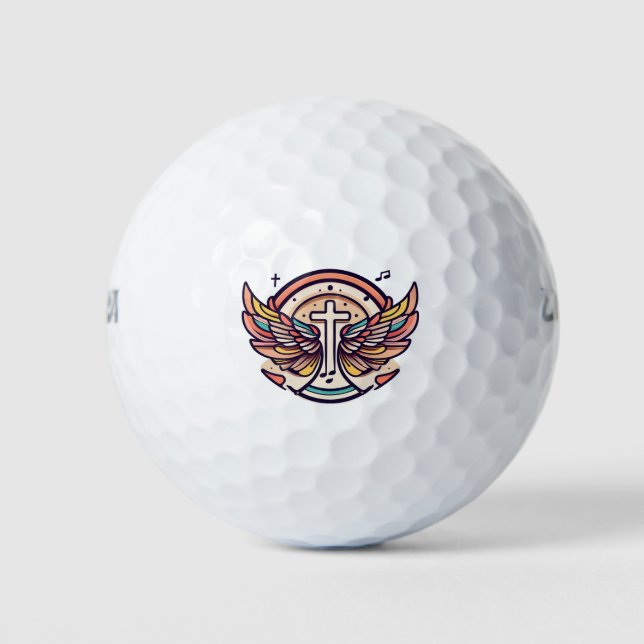 Farbenfrohe Cross Agnel Wings Freude Golfball (Vorderseite)