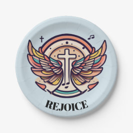 Farbenfrohe Cross Agnel Wings Freude Pappteller