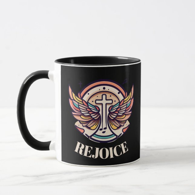 Farbenfrohe Cross Agnel Wings Freude Tasse (Links)