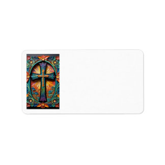 Farbenfrohe Cross Motif-Adressetiketten Adressaufkleber