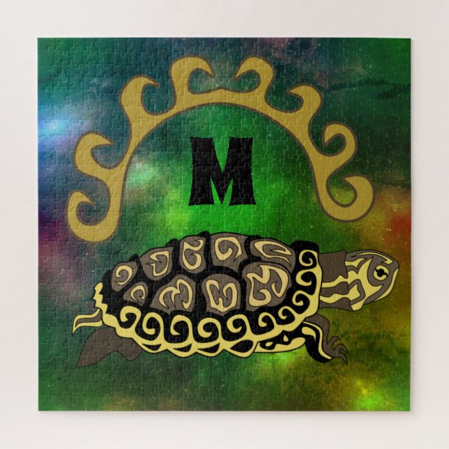 Farbenfrohe Cumberland Slide Turtle Monogram (Vertikal)