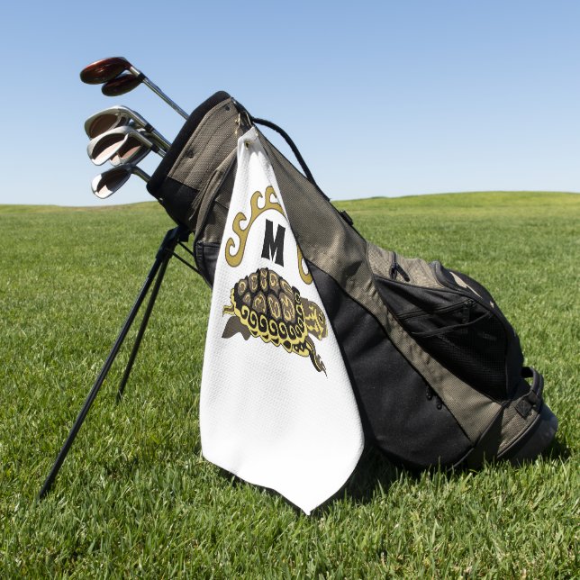 Farbenfrohe Cumberland Slide Turtle Monogram Golfhandtuch (Gras)