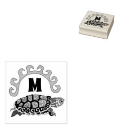 Farbenfrohe Cumberland Slide Turtle Monogram Gummistempel