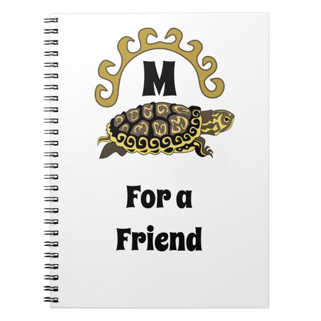 Farbenfrohe Cumberland Slide Turtle Monogram Notizblock (Vorderseite)