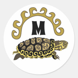 Farbenfrohe Cumberland Slide Turtle Monogram Runder Aufkleber