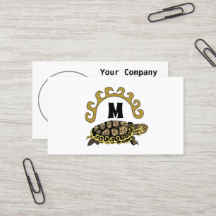 Farbenfrohe Cumberland Slide Turtle Monogram Visitenkarte